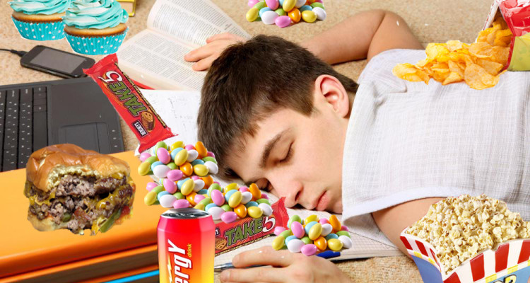 asleep with snacks