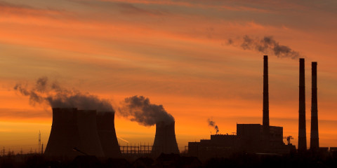 File picture of gas fired power station at sunset in Minsk