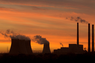 File picture of gas fired power station at sunset in Minsk